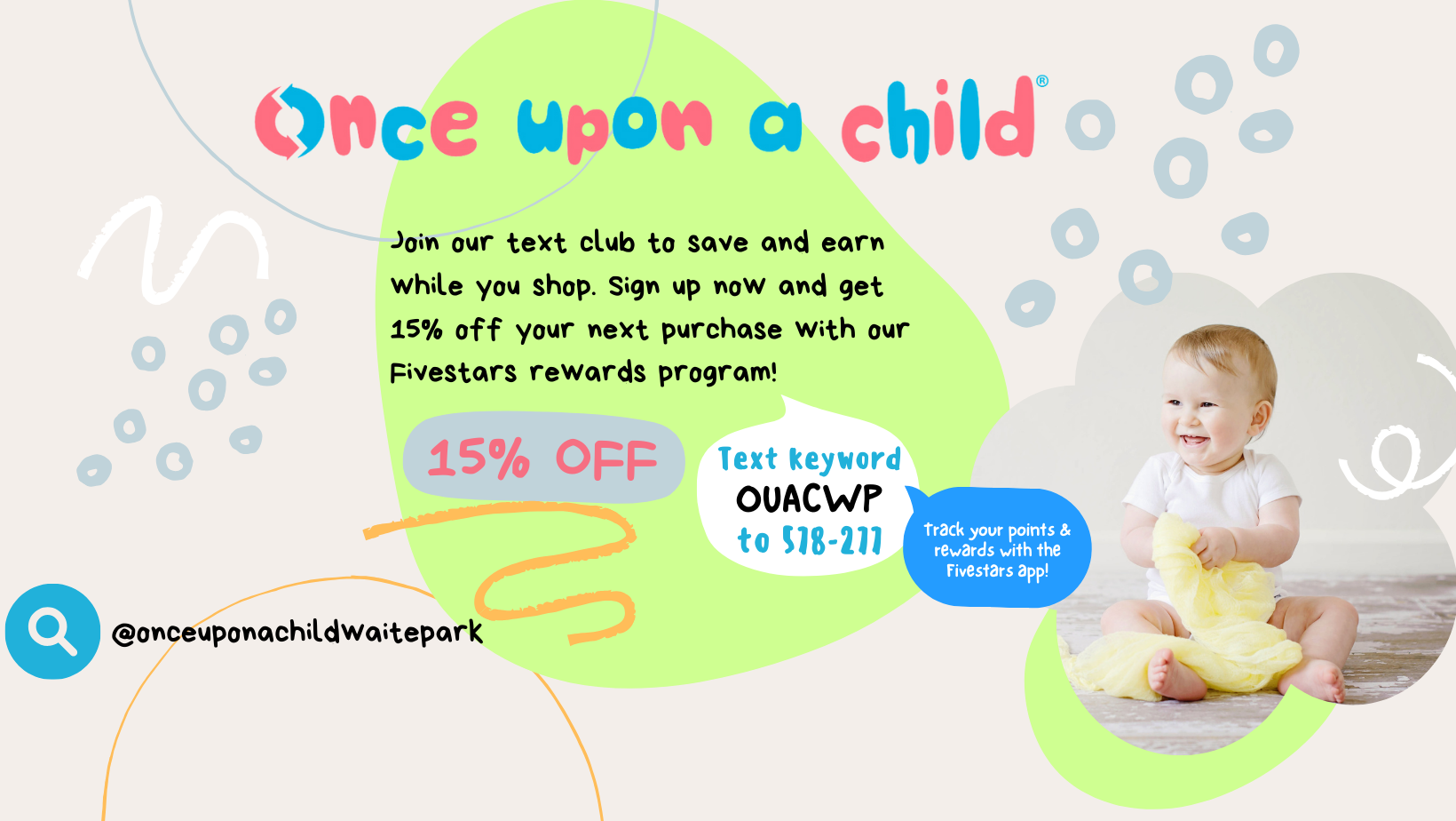 rewards, savings, fivestars, app, points, sign up, discount, deals, once upon a child, rewards program